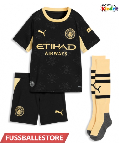 Günstige Manchester City Ayyoub Bouaddi #32 Auswärts Trikotsatzt Kinder 2026-27 Kurzarm (+ Kurze Hosen)